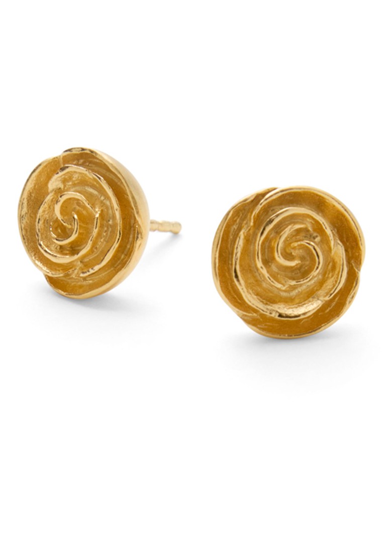Pernille Corydon Dames Rose oorknopjes verguld in de kleur Goud, maat: Medium