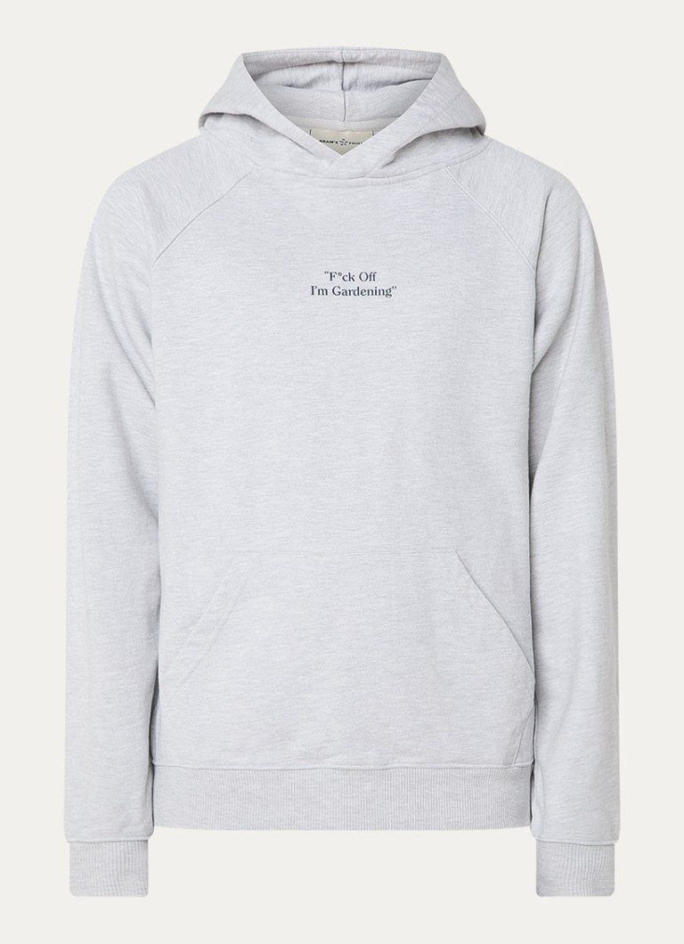 Bram's Fruit Heren F*ck Off hoodie met print in de kleur Grijsmele, maat: M