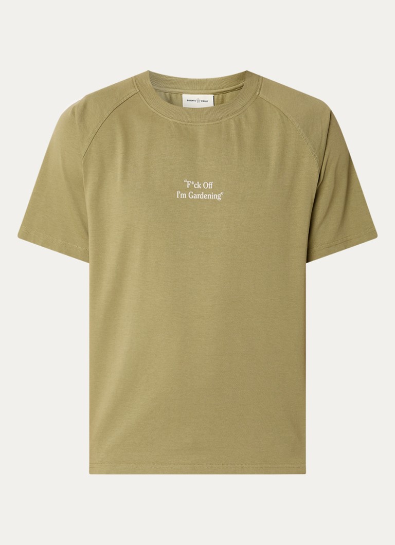 Bram's Fruit Heren F*ck Off T-shirt met print in de kleur Mosgroen, maat: S