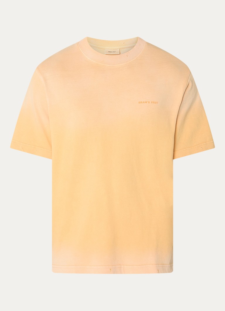 Bram's Fruit Heren T-shirt met logo- en backprint in de kleur Oranje, maat: S