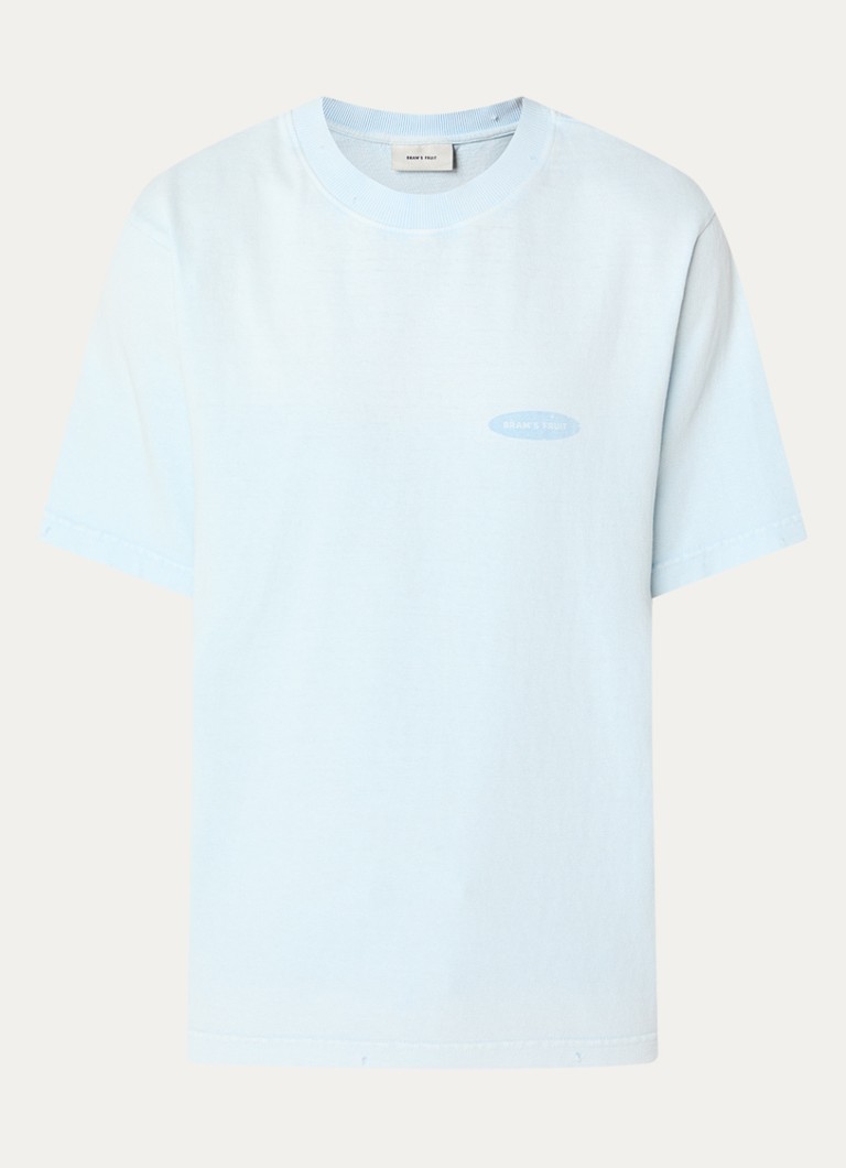 Bram's Fruit Heren Distressed F Off I'm Gardening T-shirt met logo- en backprint in de kleur Lichtblauw, maat: S