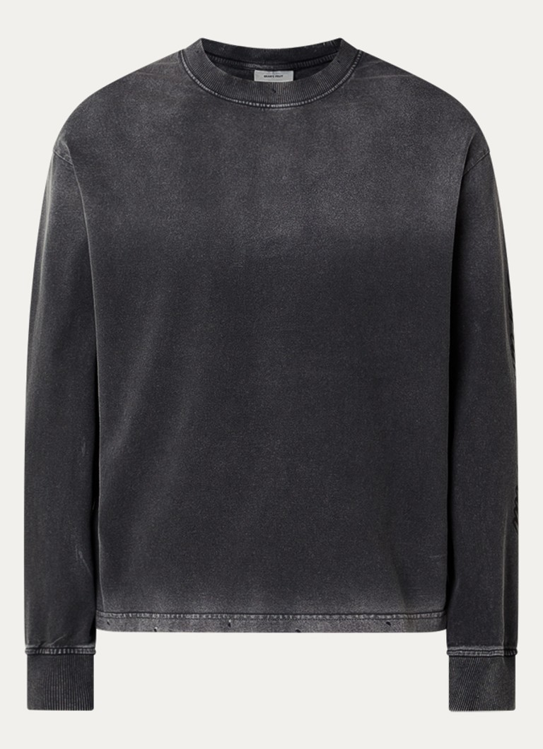 Bram's Fruit Heren Disstressed longsleeve met print in de kleur Zwart, maat: S