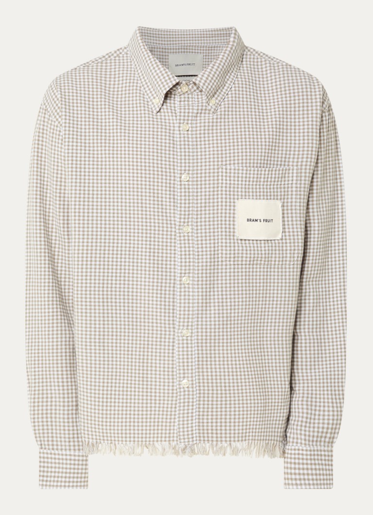 Bram's Fruit Heren Regular fit overhemd met ruitdessin in de kleur Beige, maat: M