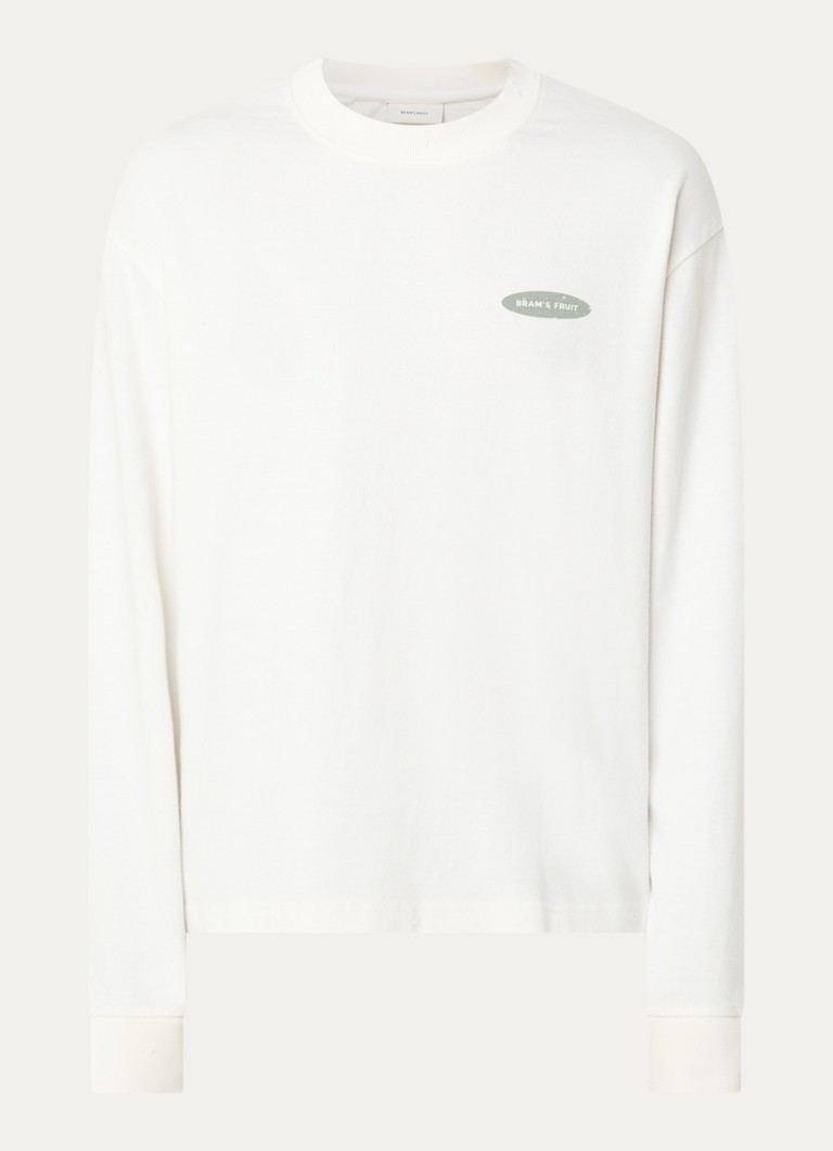 Bram's Fruit Heren Longsleeve met logo- en backprint in de kleur Gebroken wit, maat: S