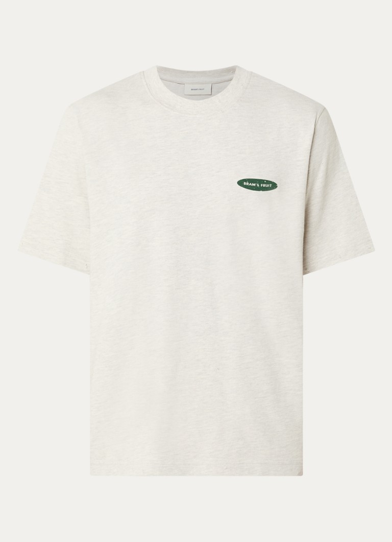 Bram's Fruit Heren T-shirt met logo- en backprint in de kleur Beige, maat: S