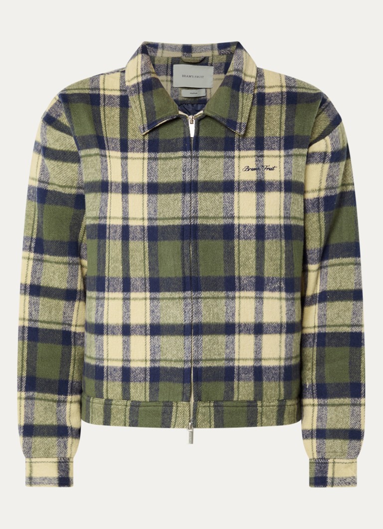 Bram's Fruit Heren Gardener jack met logo en ruitdessin in de kleur Groen, maat: M