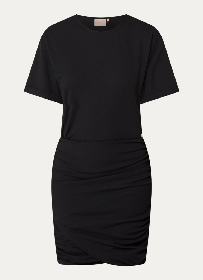 JOSH V Dames Dominique mini jurk met plooidetail in de kleur Zwart
