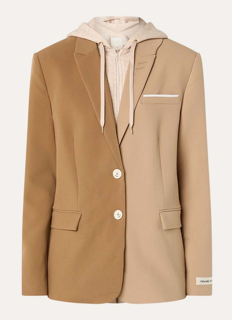JOSH V Dames Suus Hoodie blazer met uitneembare voering en schoudervulling in de kleur Camel
