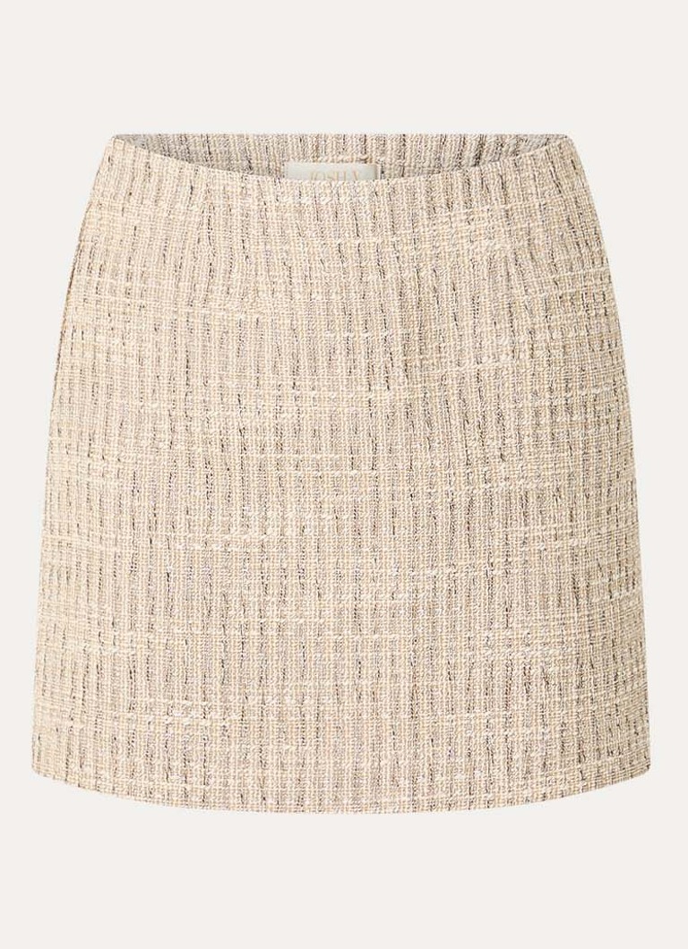 JOSH V Dames Etta minirok met tweed-look en lurex in de kleur Beige