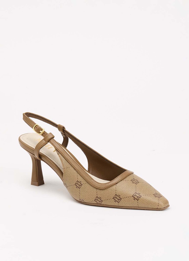 JOSH V Dames Jinthe slingback met logoprint in de kleur Lichtbruin