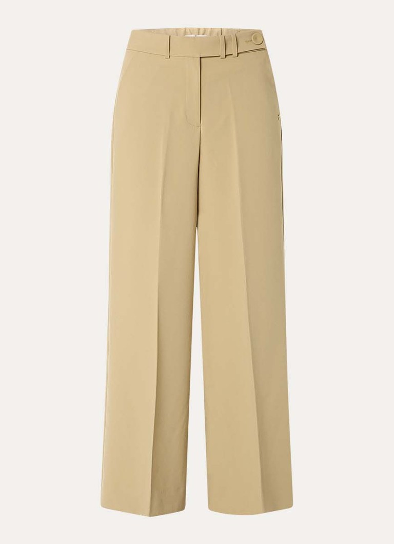 JOSH V Dames Jessie high waist wide fit pantalon met steekzakken in de kleur Mosgroen