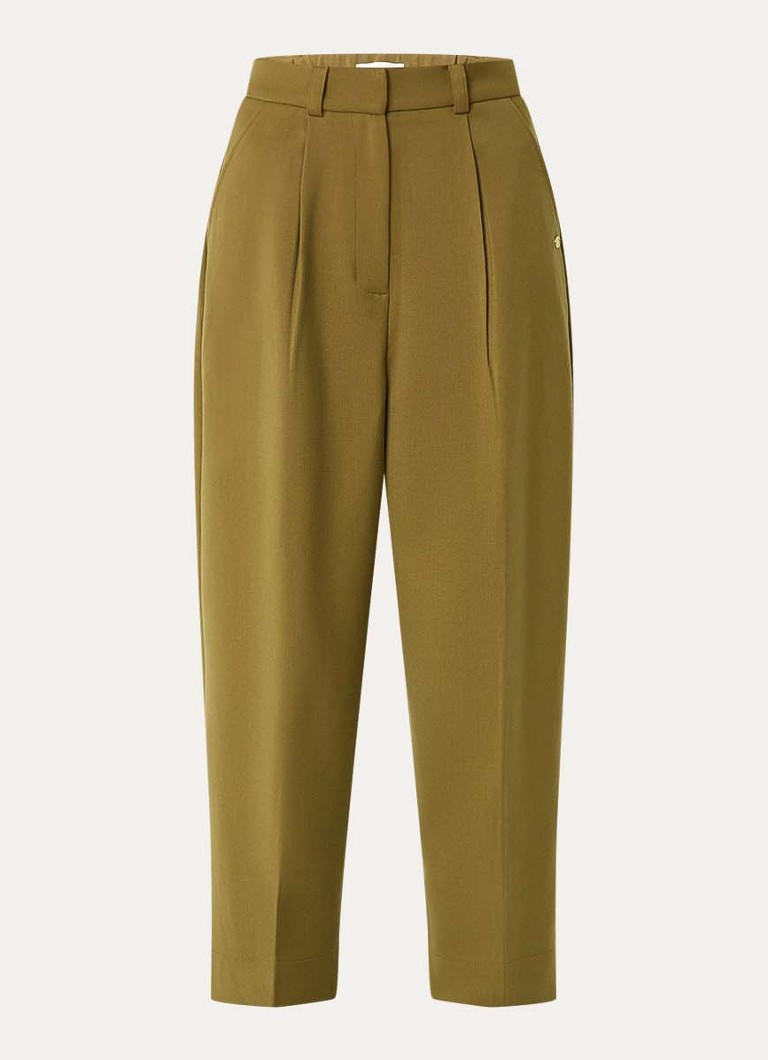 JOSH V Dames Sonyes high waist wide fit pantalon met steekzakken in de kleur Olijfgroen