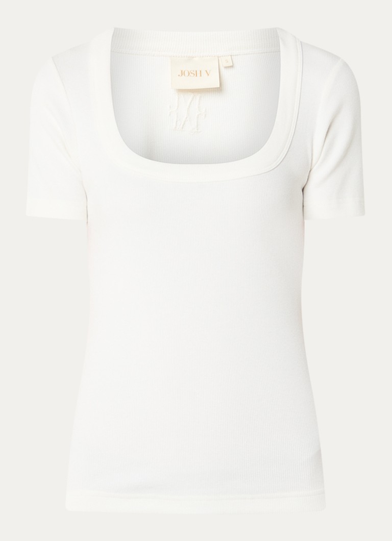 JOSH V Dames Florelle T-shirt met stretch in de kleur Gebroken wit