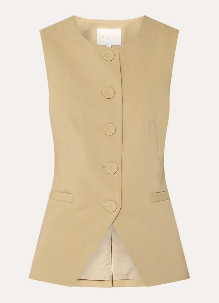 JOSH V Dames Kiro gilet met paspelzakken in de kleur Mosterd