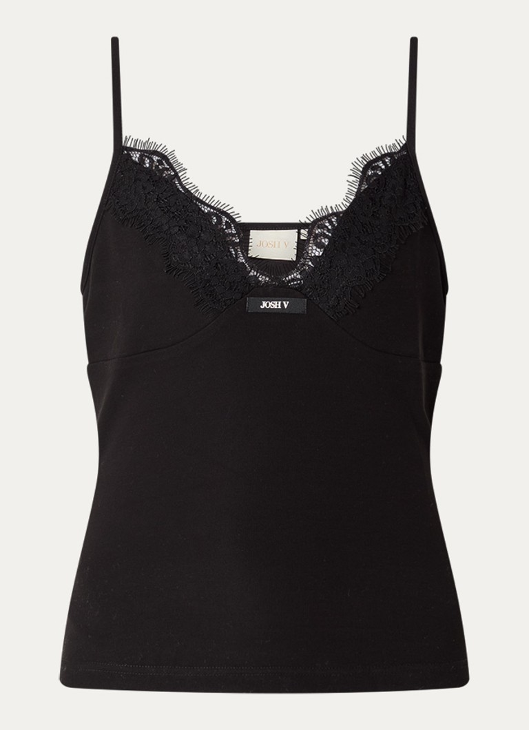 JOSH V Dames River top met details van kant in de kleur Zwart