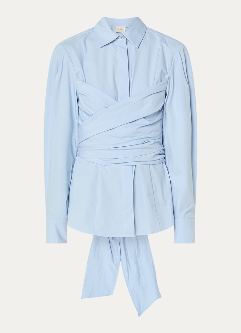 JOSH V Dames Luann blouse met gestrikt detail in de kleur Lichtblauw