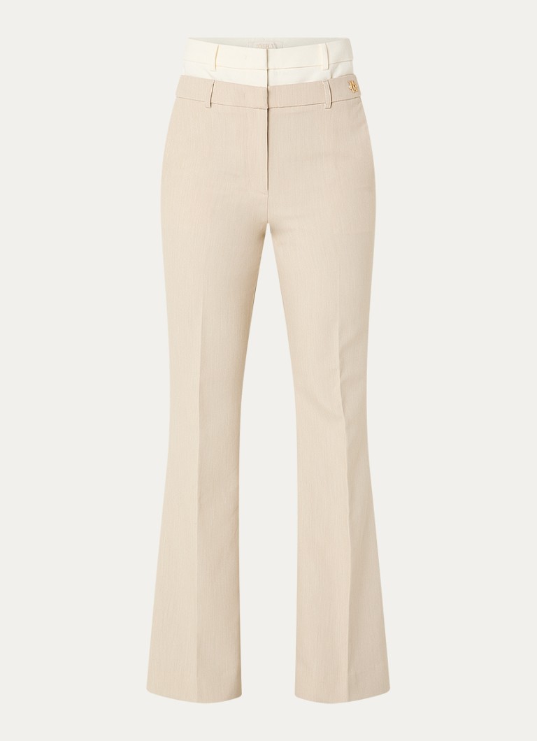 JOSH V Dames Liora high waist flared fit pantalon met steekzakken in de kleur Beige