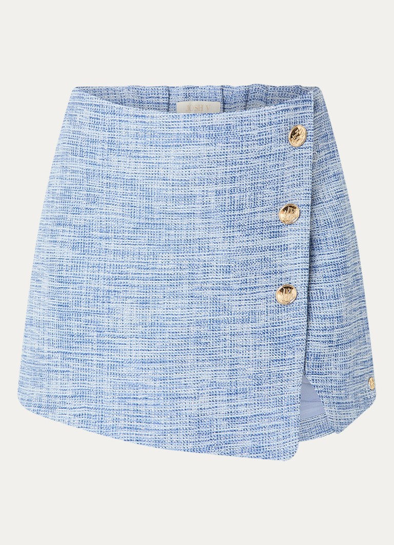 JOSH V Dames Lotti mini broekrok van bouclé in de kleur Lichtblauw