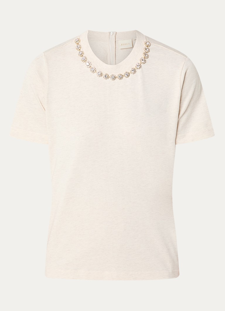 JOSH V Dames Rosina T-shirt met strass in de kleur Creme