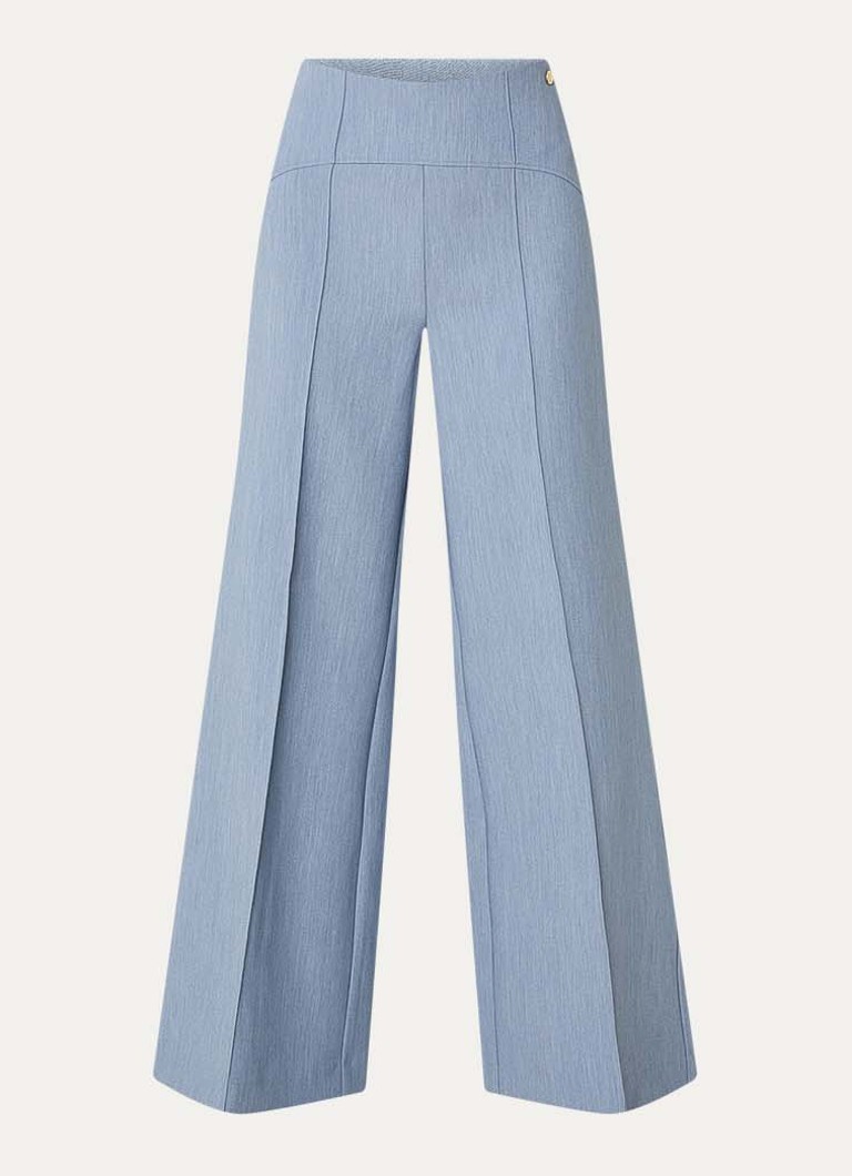 JOSH V Dames Michella high waist wide leg pantalon in de kleur Staalblauw