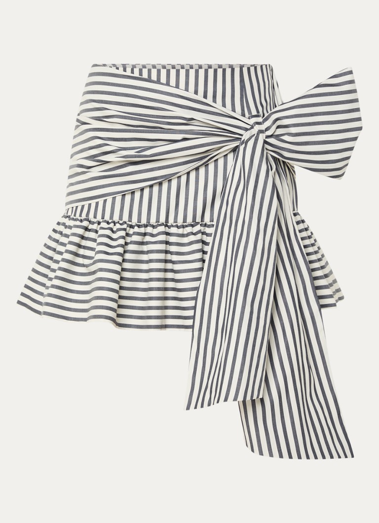 JOSH V Dames Hollis minirok met streepprint en strikdetail in de kleur Donkerblauw