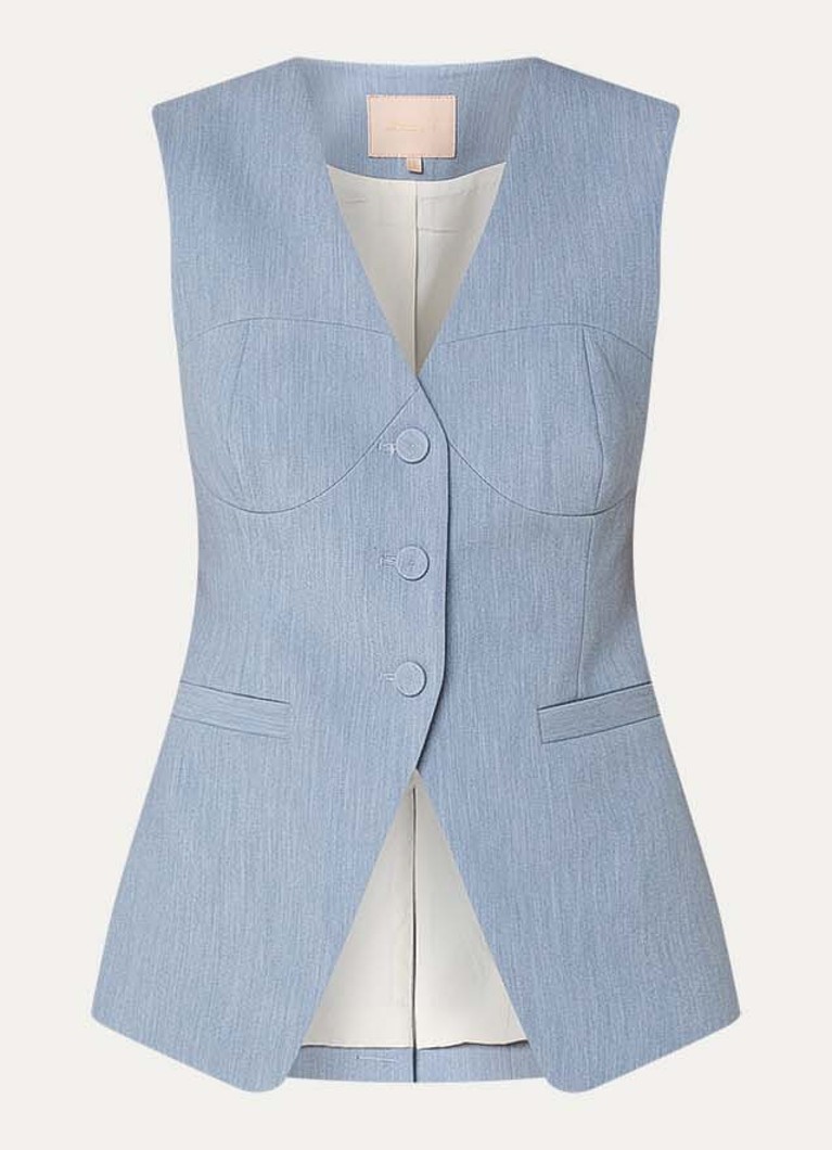 JOSH V Dames Reign gilet met steekzakken in de kleur Staalblauw