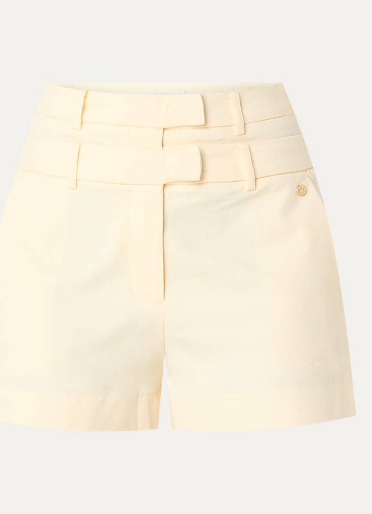 JOSH V Dames Irina high waist straight fit korte broek met paspelzakken in de kleur Lichtgeel