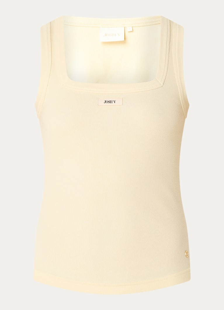 JOSH V Dames Dieda ribgebreide tanktop met logo in de kleur Lichtgeel