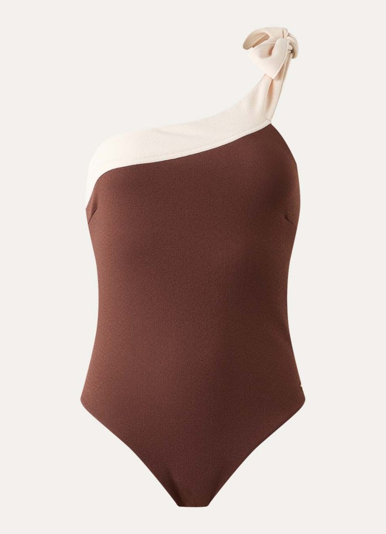 JOSH V Dames Azine one shoulder badpak met uitneembare vulling in de kleur Bruin