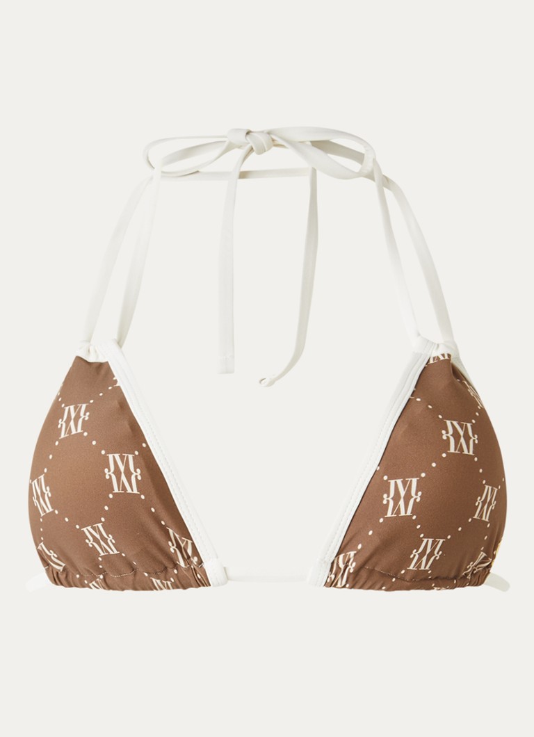 JOSH V Dames Everly halter bikinitop met logoprint in de kleur Bruin