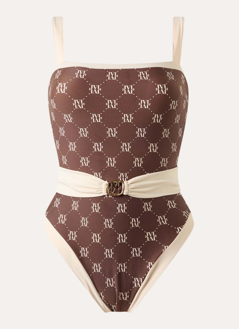 JOSH V Dames Mila voorgevormd badpak met logoprint in de kleur Bruin