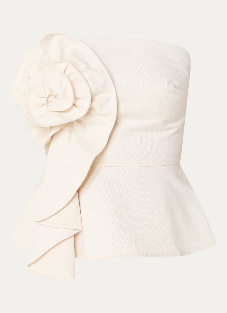 JOSH V Dames Ferra strapless top van denim met applicatie in de kleur Creme