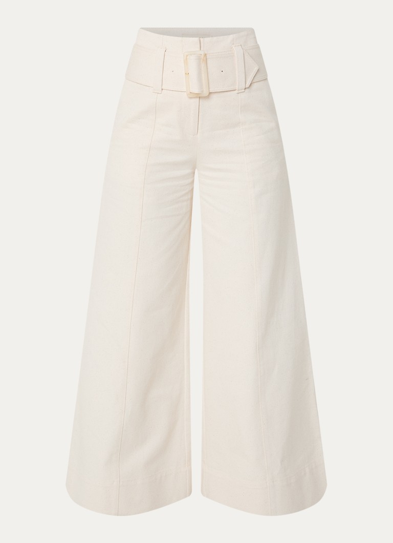 JOSH V Dames Maureen high waist wide leg jeans met ceintuur in de kleur Creme