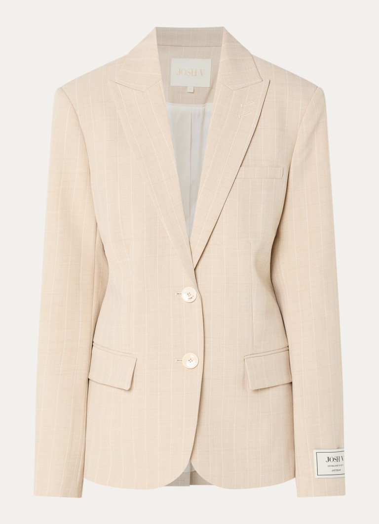 JOSH V Dames Nick blazer met klepzakken en krijtstreep in de kleur Beige