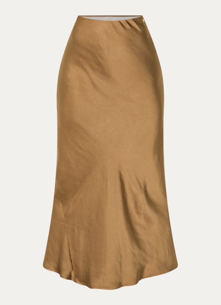 JOSH V Dames Cosette maxi rok van satijn in de kleur Cognac