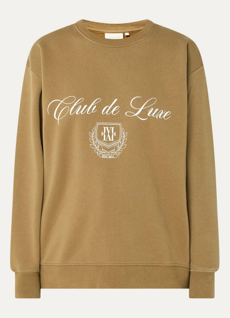 JOSH V Dames Woodson sweater met print in de kleur Zand