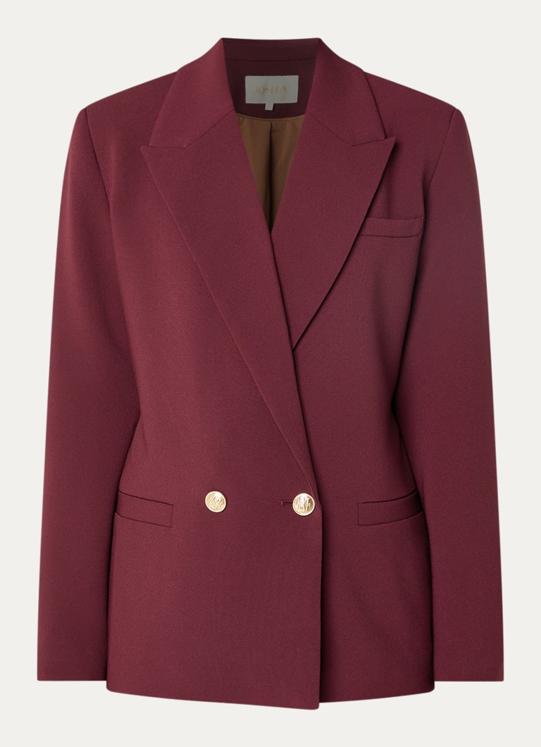 JOSH V Dames Dee double-breasted blazer met ceintuur en paspelzakken in de kleur Bordeauxrood