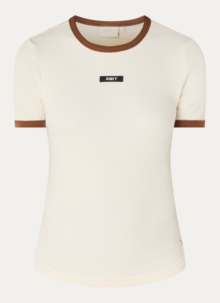 JOSH V Dames Cody T-shirt met logo in de kleur Gebroken wit