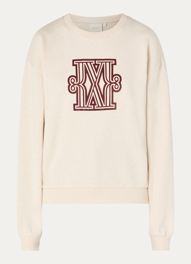 JOSH V Dames Takumi sweater met logo in de kleur Ivoor