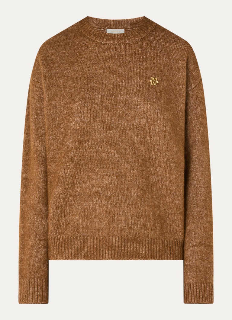 JOSH V Dames Ize fijngebreide trui in alpaca wolblend in de kleur Cognac