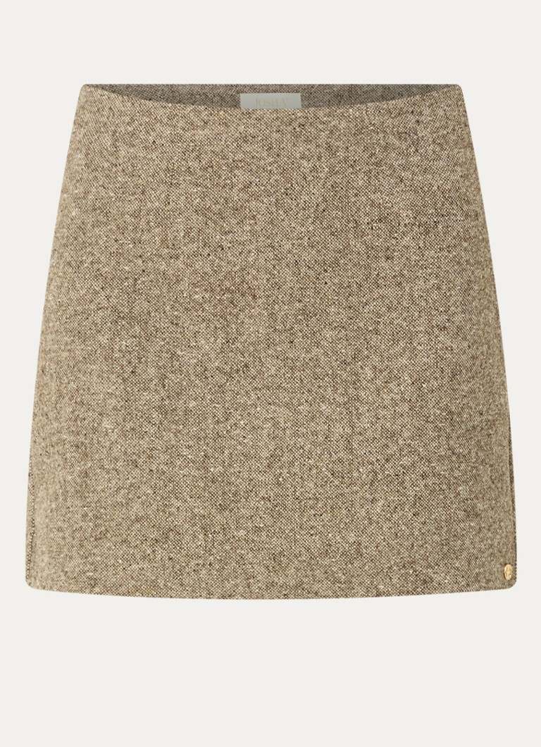 JOSH V Dames Selby mini kokerrok in wolblend in de kleur Beige