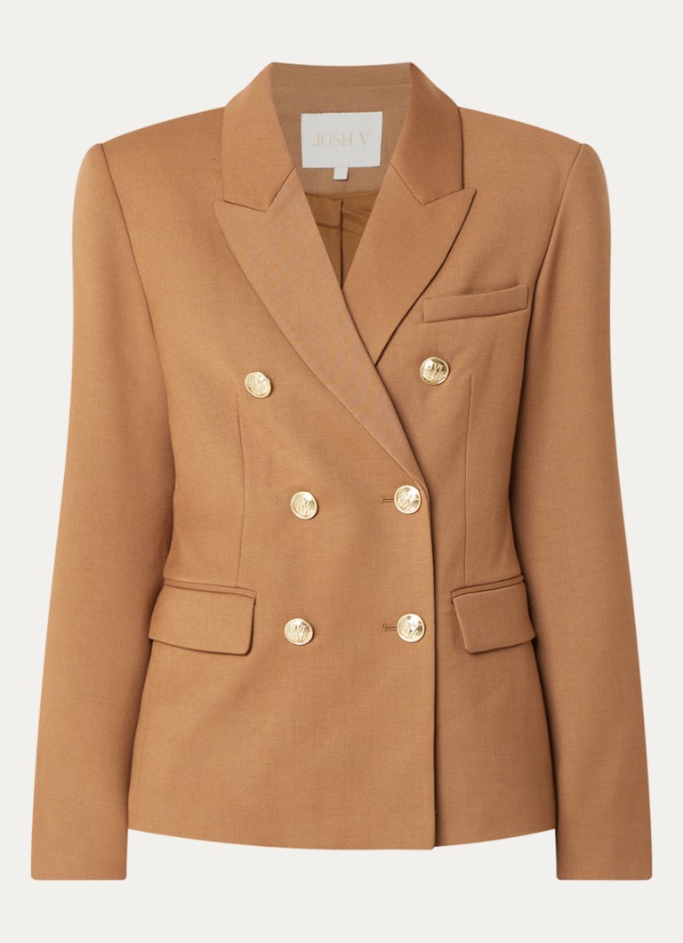 JOSH V Dames Heidi double-breasted blazer met klepzakken in de kleur Cognac