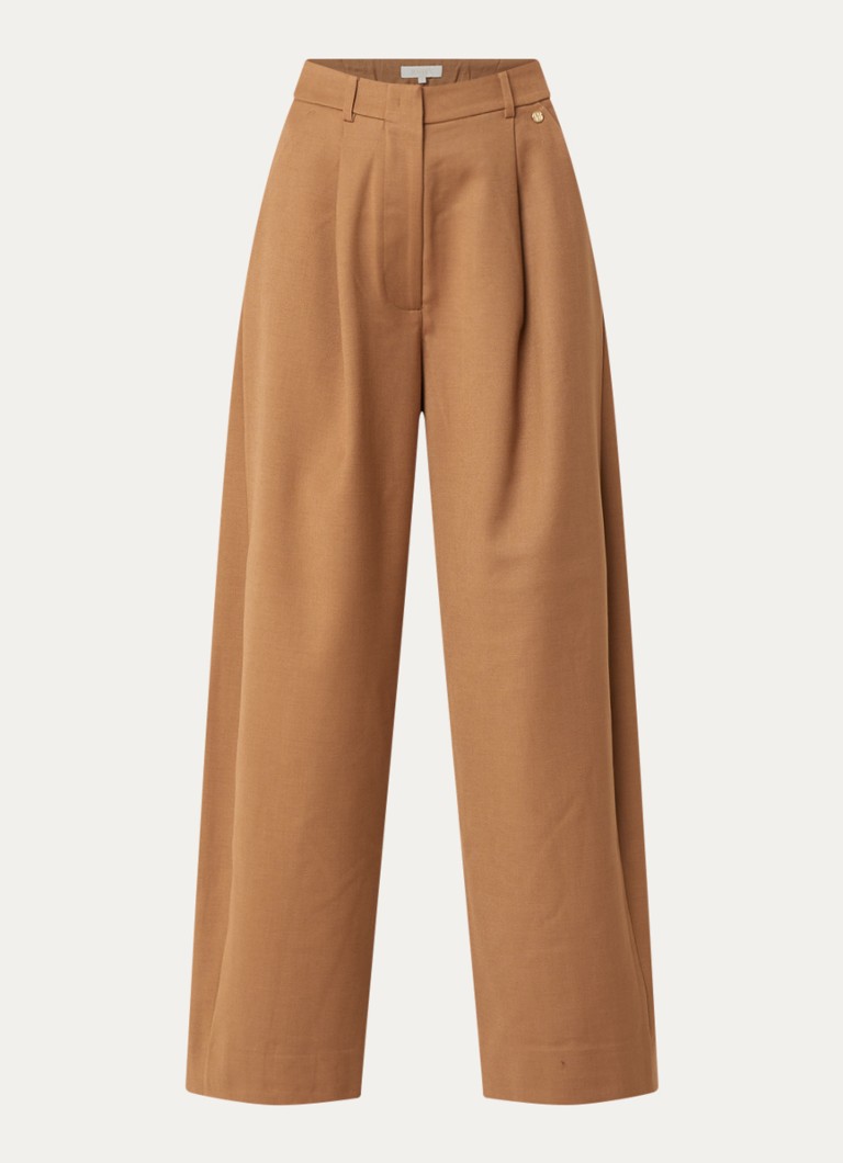 JOSH V Dames Kyle high waist balloon fit pantalon met steekzakken in de kleur Cognac