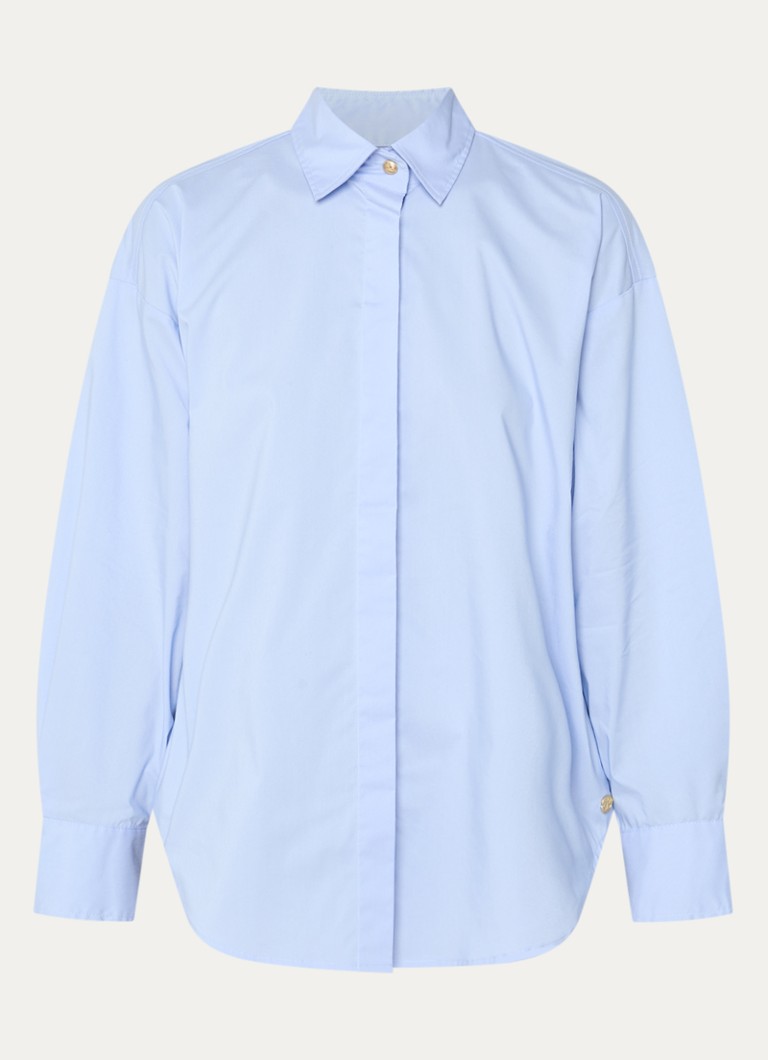 JOSH V Dames Lauri oversized blouse met rugdecolleté in de kleur Lichtblauw