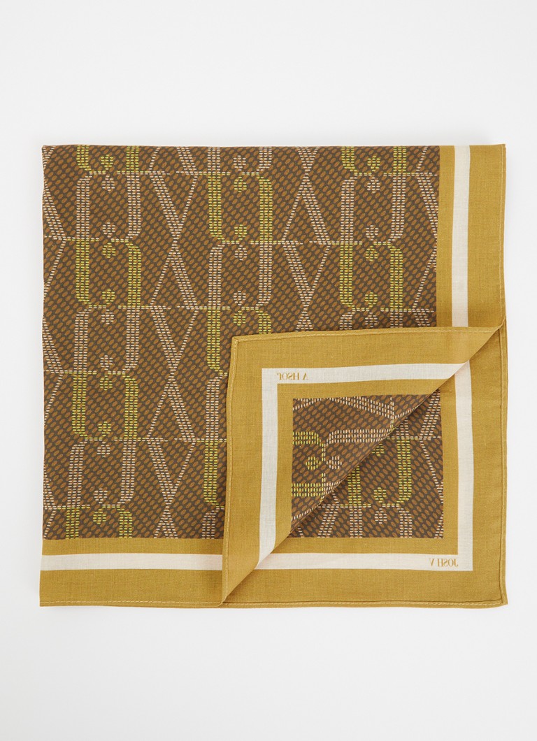 JOSH V Dames Bryce sjaal met logoprint 60 x 60 cm in de kleur Olijfgroen