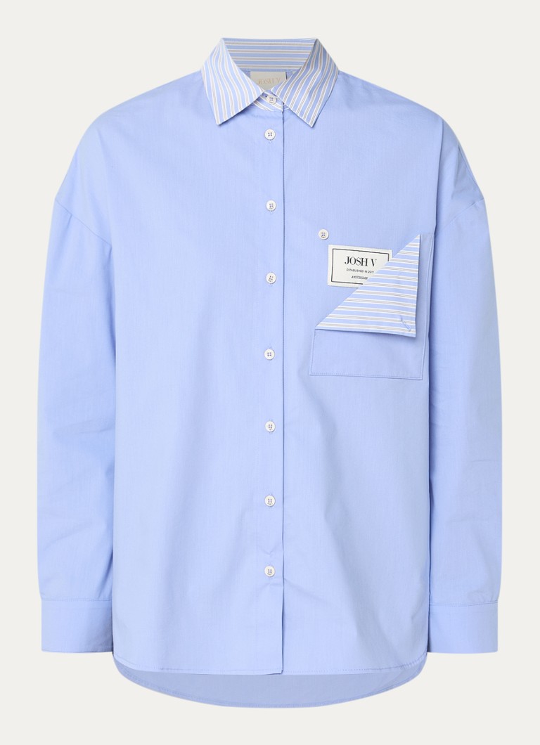 JOSH V Dames Romulo blouse met borstzak in de kleur Lichtblauw