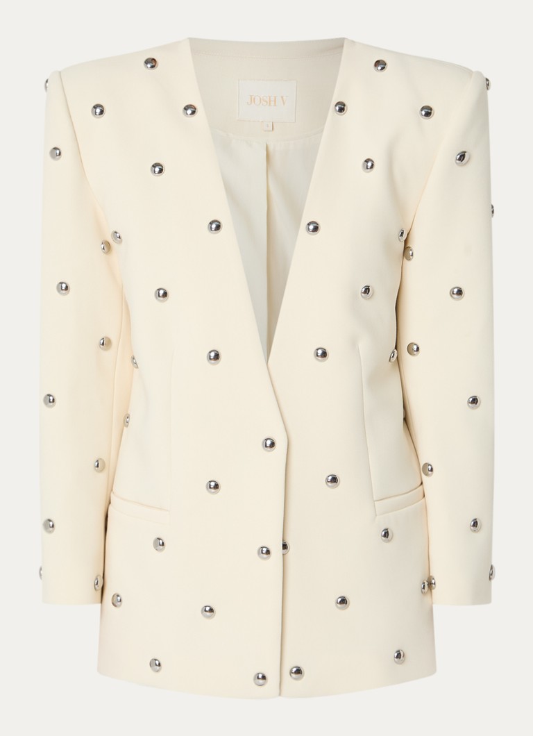 JOSH V Dames Yven blazer met paspelzakken en studs in de kleur Lichtgeel