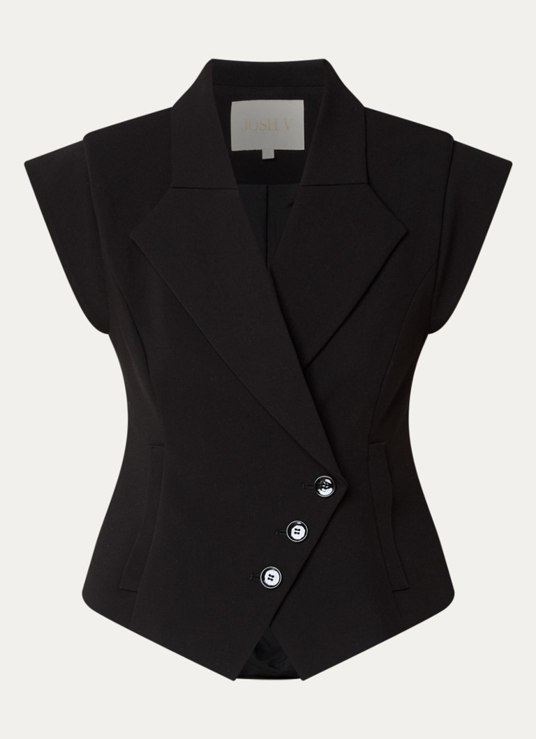 JOSH V Dames Katleen gilet met schoudervulling en asymmetrisch detail in de kleur Zwart