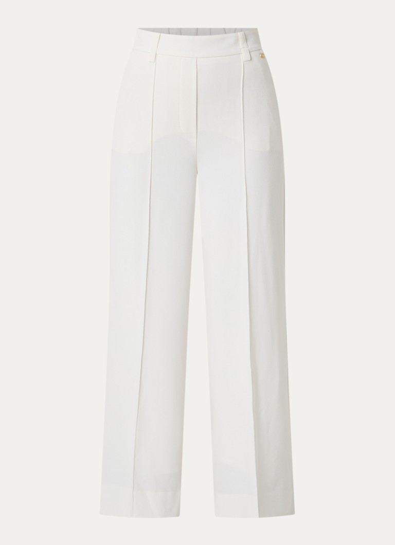 JOSH V Dames Essa high waist straight fit pantalon met siernaad in de kleur Gebroken wit