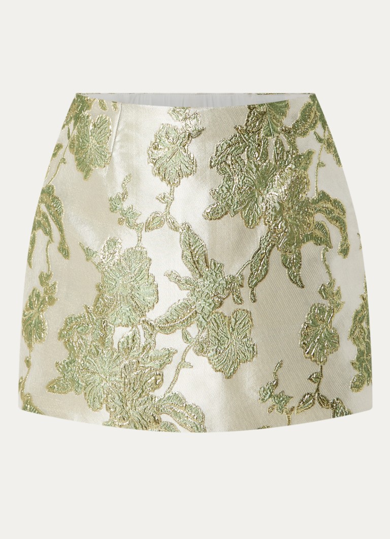JOSH V Dames Elsa mini broekrok met borduring en metallic finish in de kleur Creme
